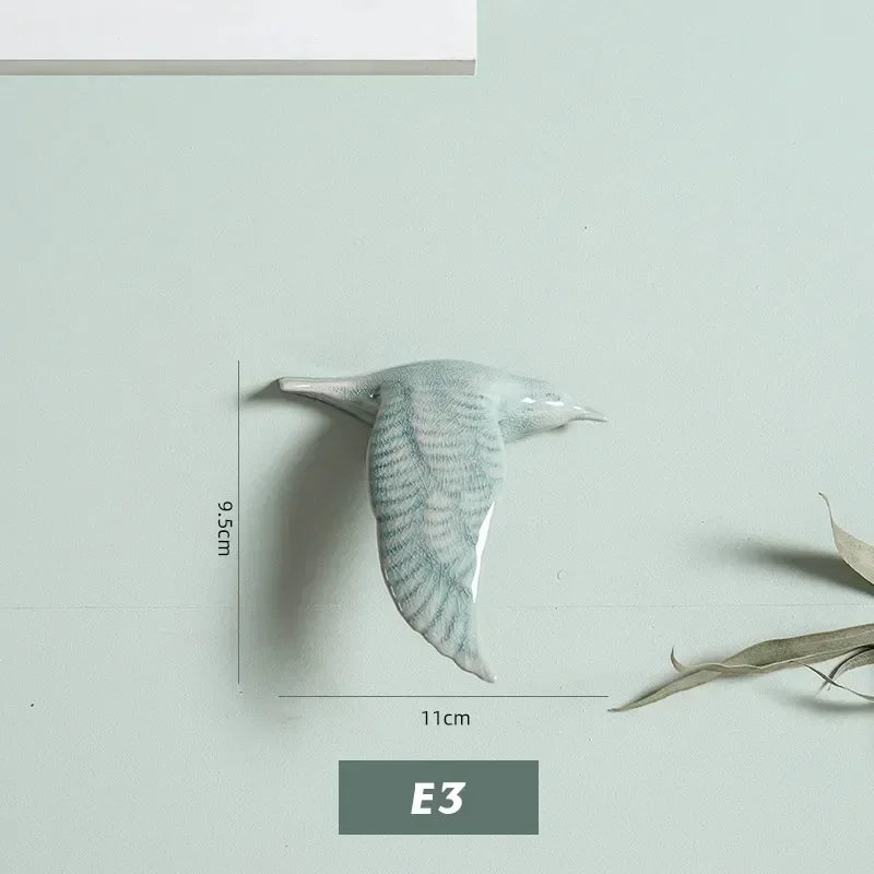 Eco-friendly Ceramics Birds 3d Wall Sticker Living Room Animal Figurine Murals Wall Background Decorative Home Decor Birds Cute