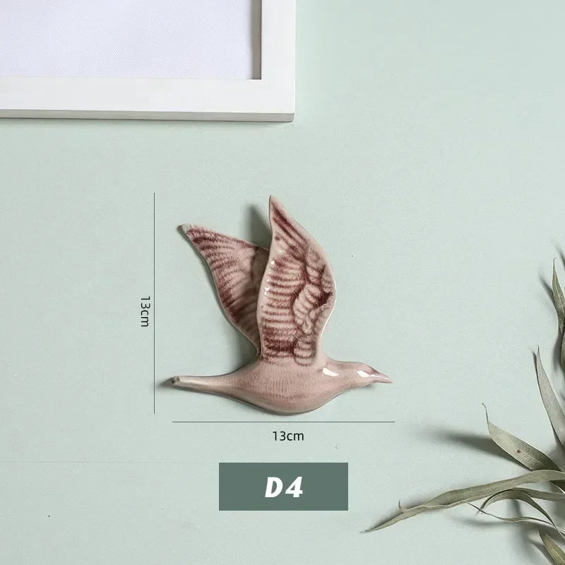 Eco-friendly Ceramics Birds 3d Wall Sticker Living Room Animal Figurine Murals Wall Background Decorative Home Decor Birds Cute