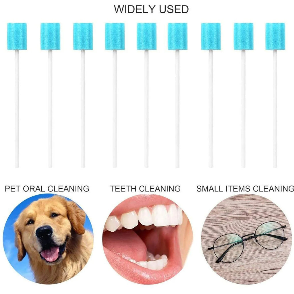 Pack Of 100 Disposable Oral Care Sticks With Blue Sponge Tip Oral Care, Disposable Tooth Cleaning Sponge Stick Oral Care