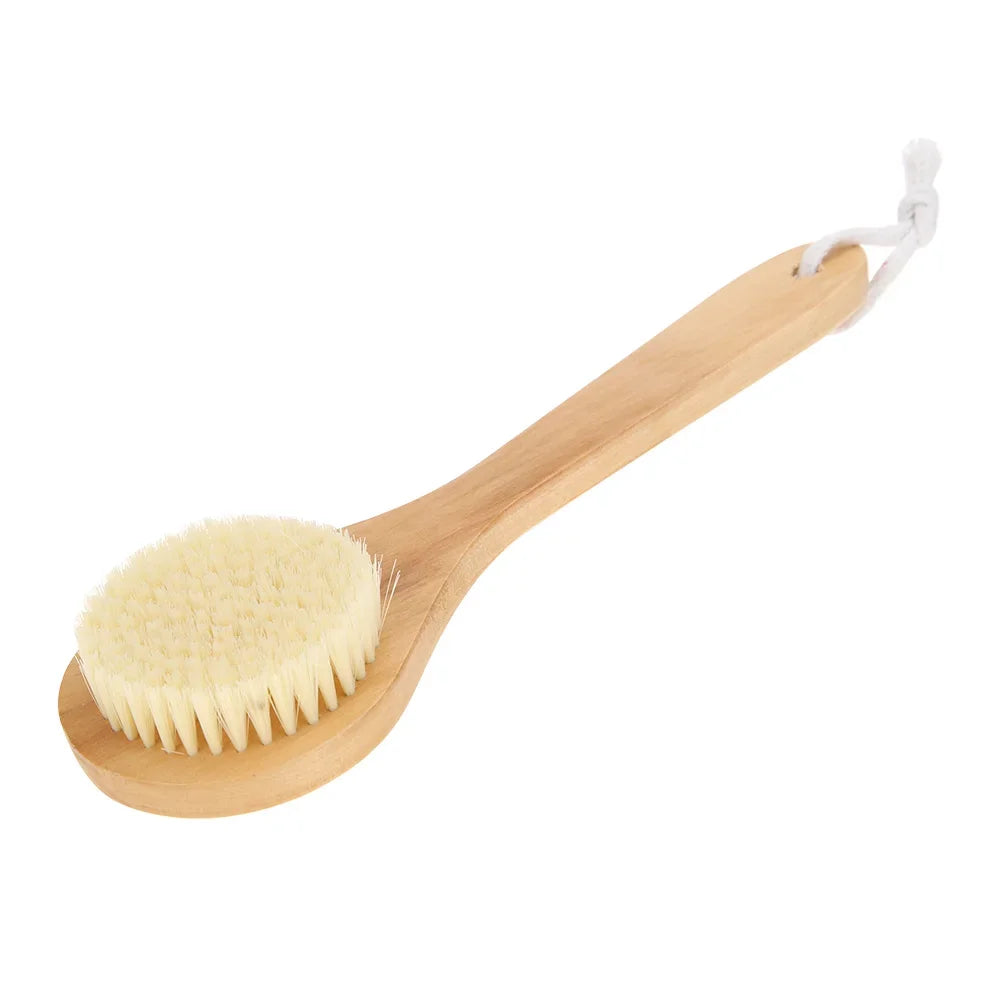 Natural Bristle Bath Brush Exfoliating Wooden Body Massage Shower Brush SPA Woman Man Skin Care Dry Body Brush