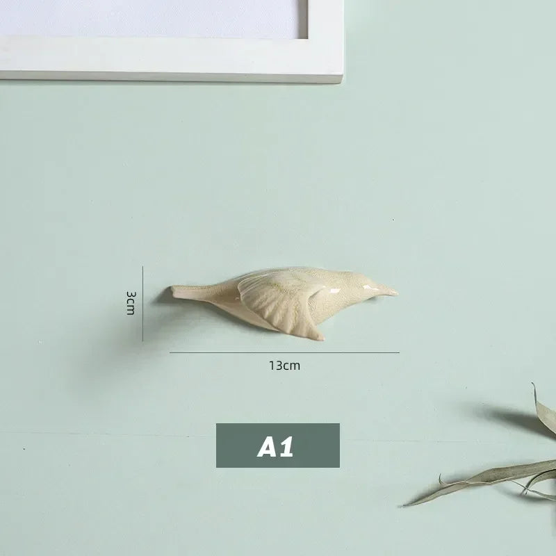 Eco-friendly Ceramics Birds 3d Wall Sticker Living Room Animal Figurine Murals Wall Background Decorative Home Decor Birds Cute