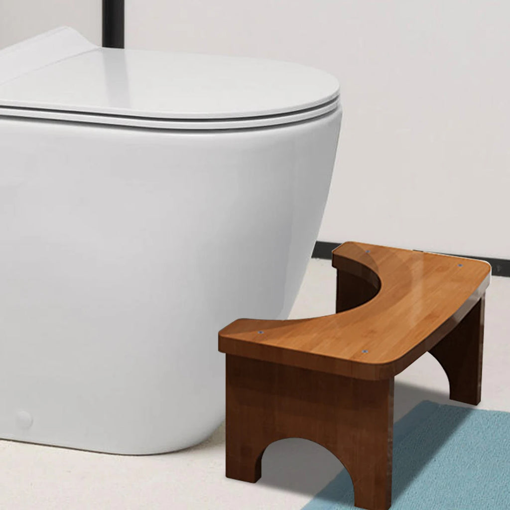 Bamboo Toilet Stool Squat Adult,Portable Toilet Potty Stool,Constipate Helper Stool For Bathroom,Curved Build, Bump-Proof