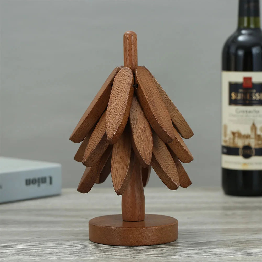 Eco-Friendly Wood Trivets for Hot Dishes Cup Desk Decorative Christmas Present Housewarming Kitchenware Dining Coaster Placemats