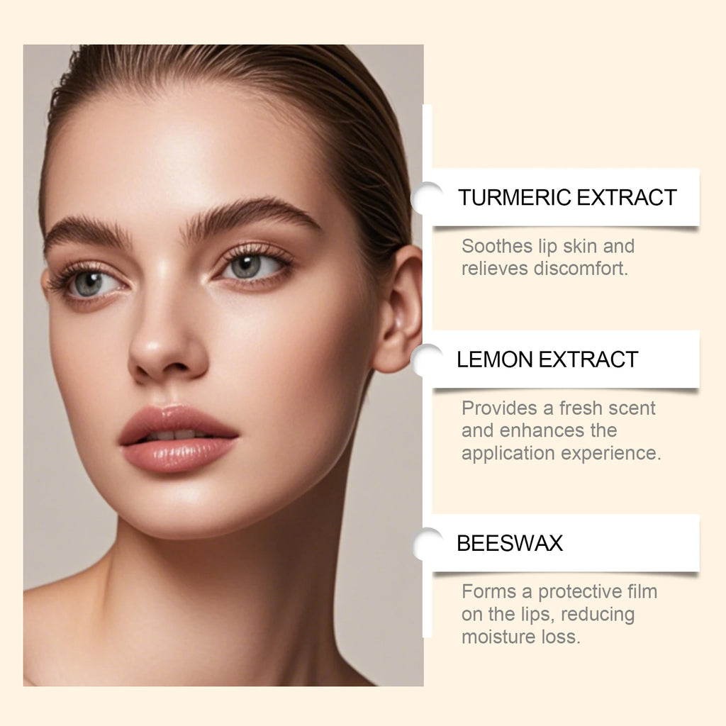 Turmeric Lemon Lip Balm Long-Lasting Moisturizing Soothing Lip Care Brightens Dull Lips, Exfoliating Non-Sticky, Pre-Makeup Base