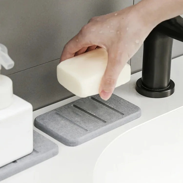 Diatomite Mud Soap Dish Quick Dry Bathroom Countertop Absorbent Pad Rectangular Toiletries Holder Supplies