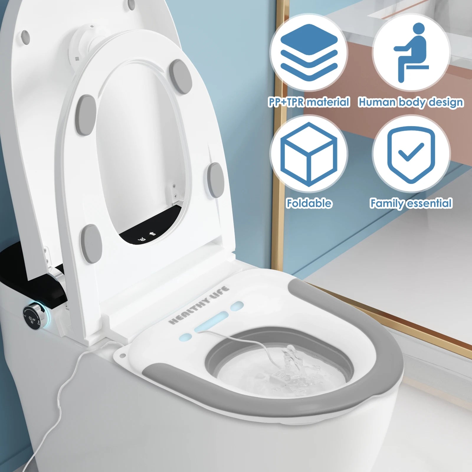 Electric Sitz Bath Tub Basin Bidet Foldable Bathroom Cleansing Steam Seat for Cleaning Soothes Hemorrhoids Postpartum Care