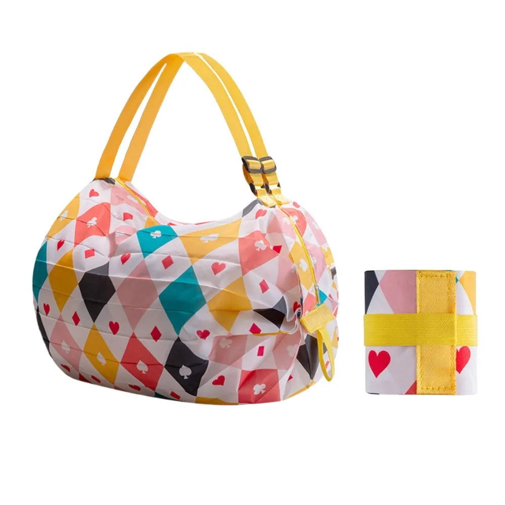 Eco-friendly Creative Folding Shopping Bag Portable Reusable Beach Bag Lightweight Waterproof Travel Shoulder Handbag Yoga