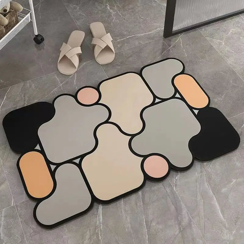 Special-shaped Bathroom Diatom Mud Floor Mat Household Absorbent Mat Bathtub Side Anti-slip Mat Toilet Door Mat Entrance Mat