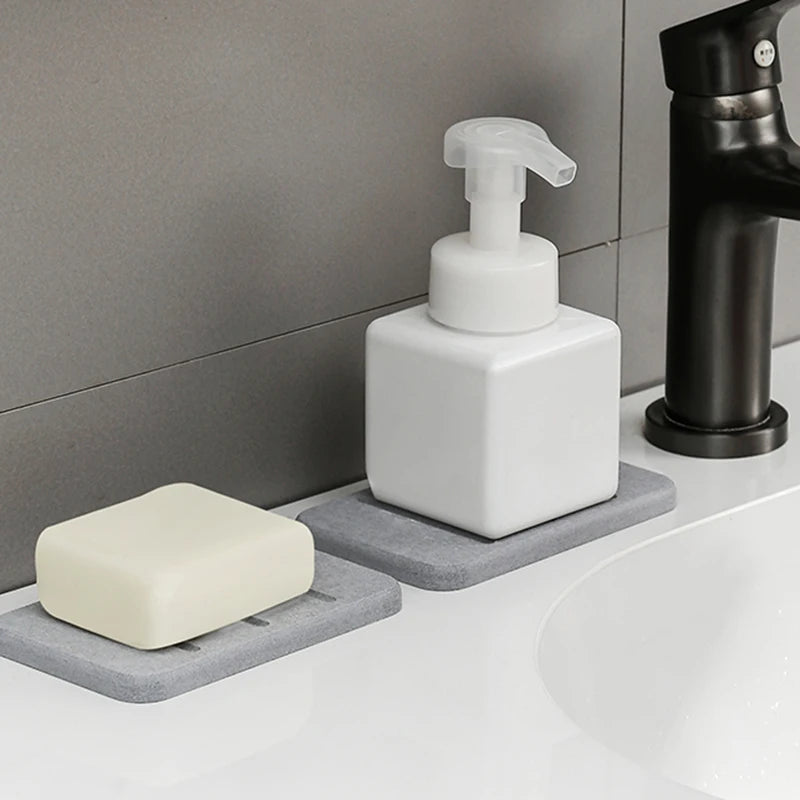 Diatomite Mud Soap Dish Quick Dry Bathroom Countertop Absorbent Pad Rectangular Toiletries Holder Supplies