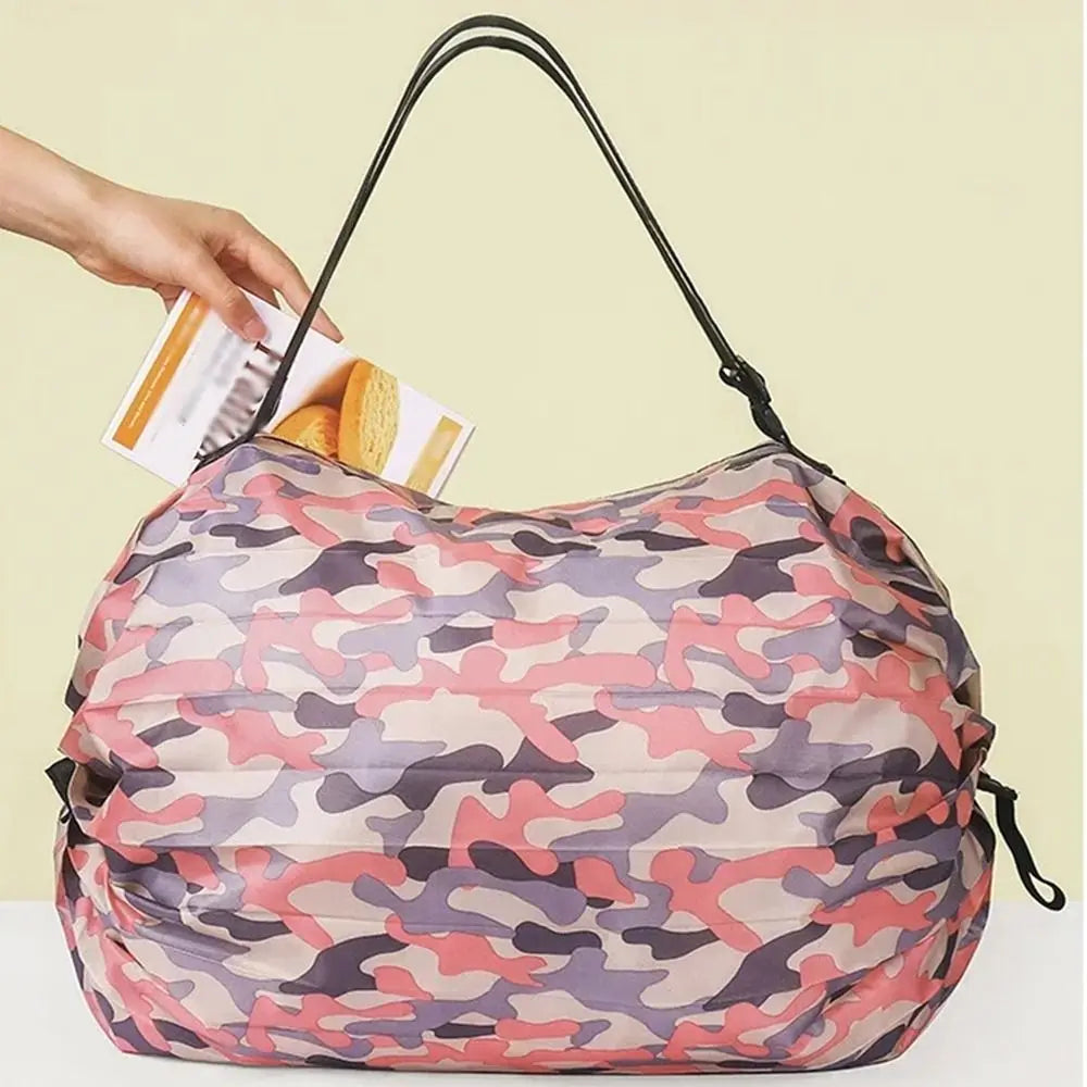 Eco-friendly Creative Folding Shopping Bag Portable Reusable Beach Bag Lightweight Waterproof Travel Shoulder Handbag Yoga