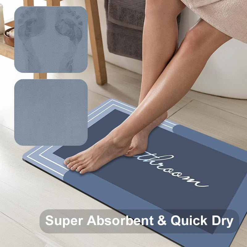 1PC Bathroom Absorbent Mat Indoor Simple Modern Diatomite Foot Mat Quick Drying Kitchen Toilet Rug Non-slip Doormat Home Decor