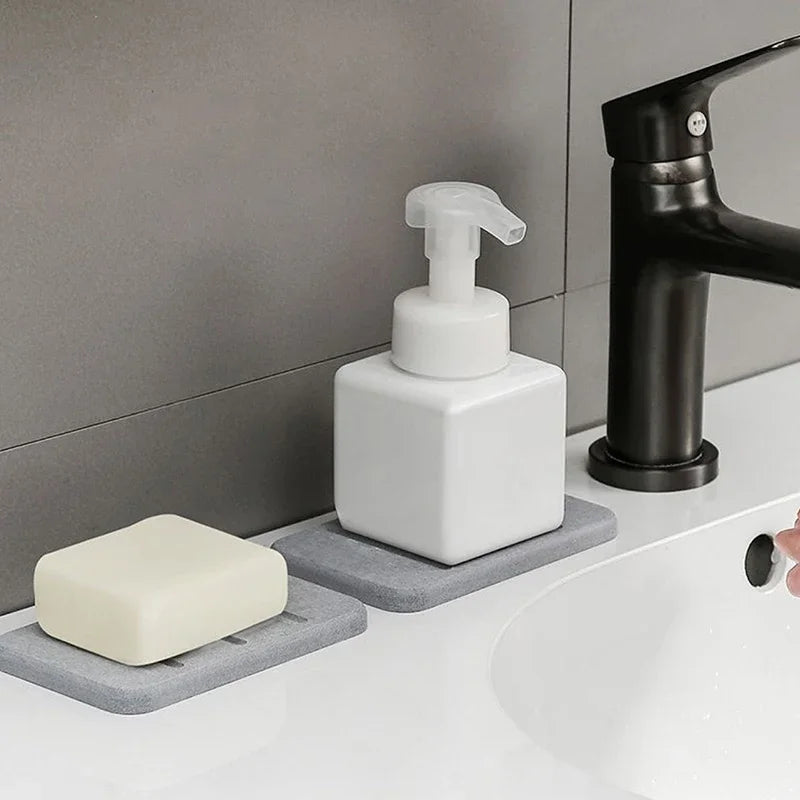 Diatom Mud Soap Dish Quick-Dry Pad Bathroom Countertop Soap Toiletries Absorbent Mat Rectangular Soap Holder Bathroom Supplies