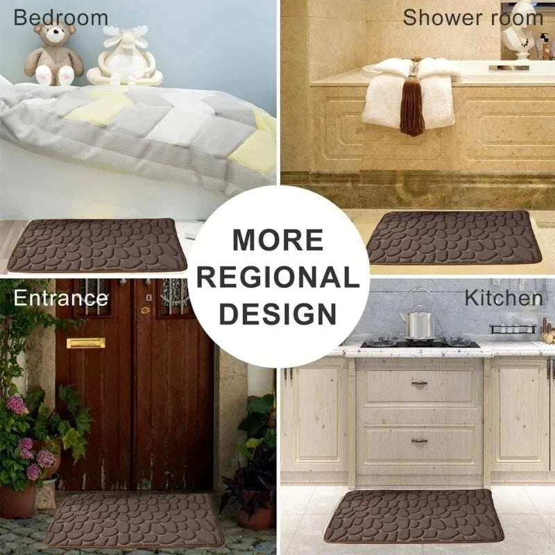 Soft Quick-Dry Anti-Slip Bathroom Mat for Bathtub Shower Kitchen Use, Machine Washable Bathroom Rug for Home Decor