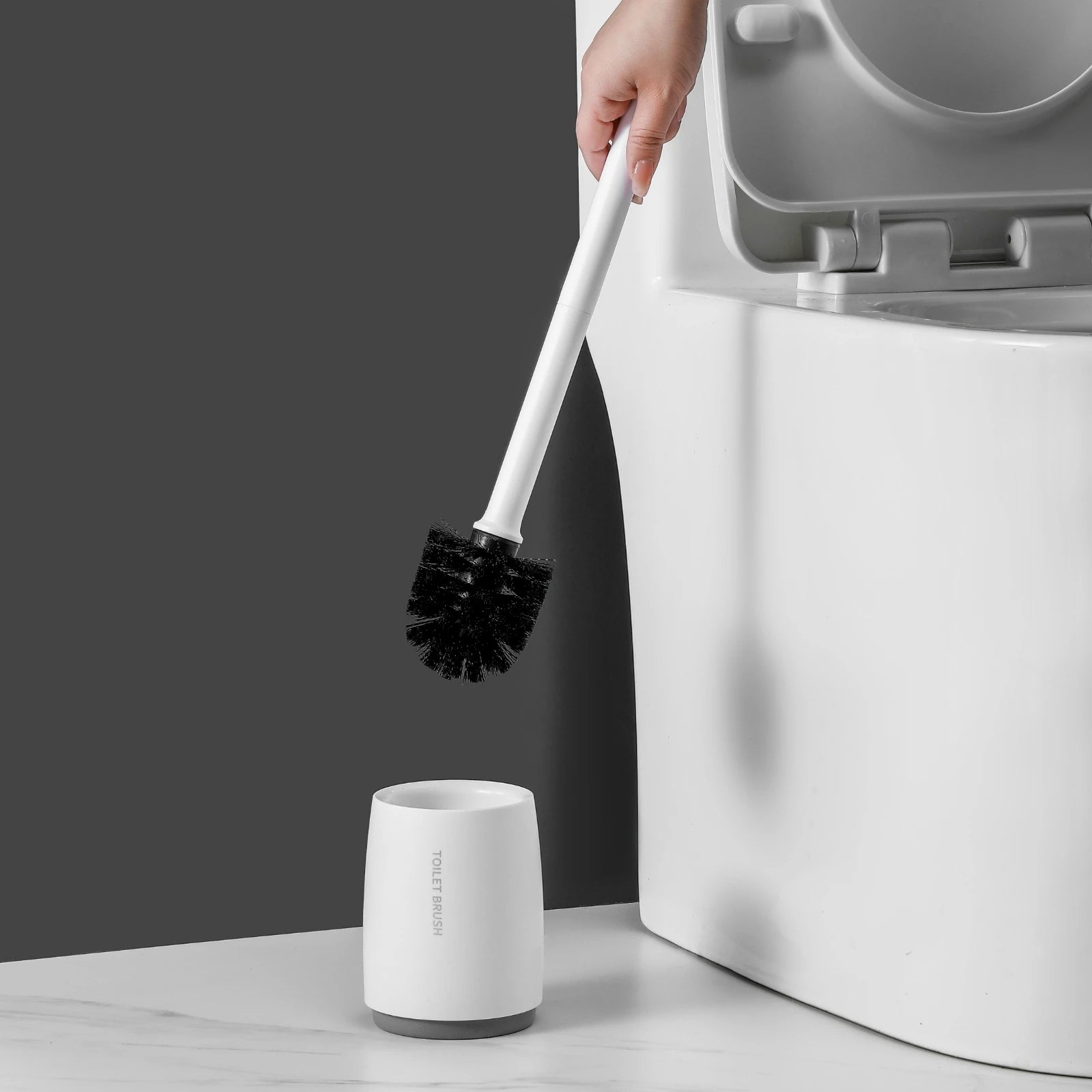 1 large floor standing toilet brush, extended handle toilet gap cleaning brush, nylon soft bristled brush, suitable for bathroom