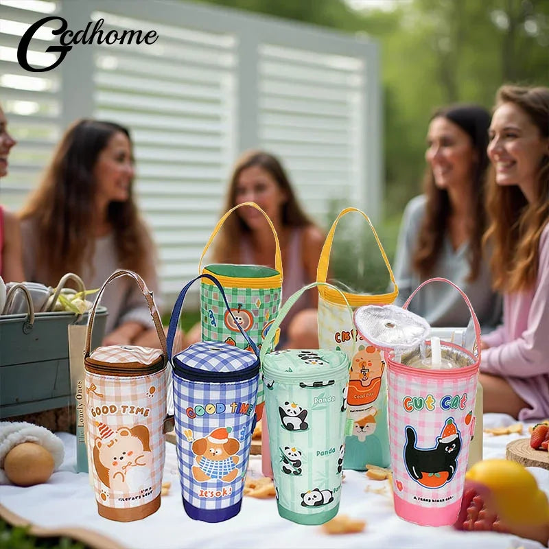 Eco-Friendly Portable Milk Tea Tote Bag Heat Preservation Insulated Cup Cover Carrying Handbag Tumbler Cup Accessories