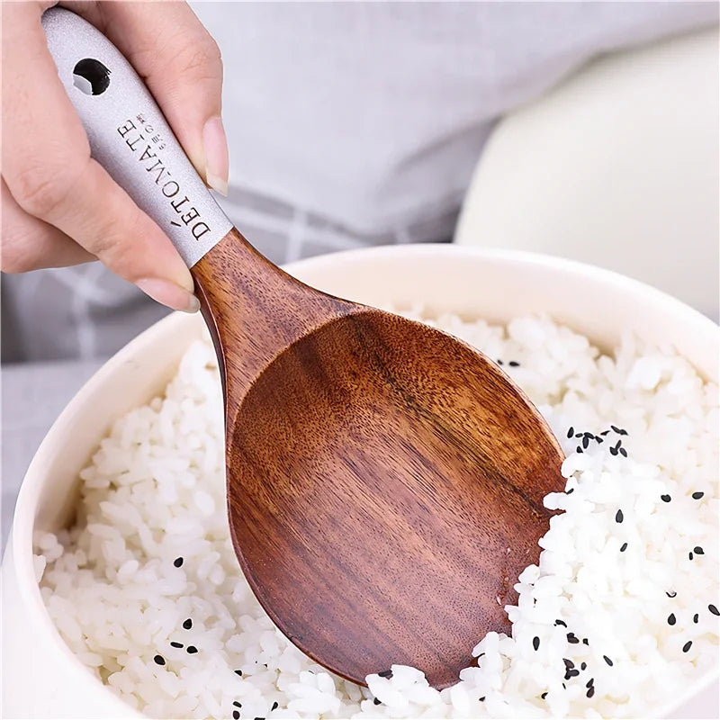 Solid Wood Cooking Tool Set Eco-friendly Teak Spatula Rice Scoop Environmental Protection Tableware Household Kitchen Supplies
