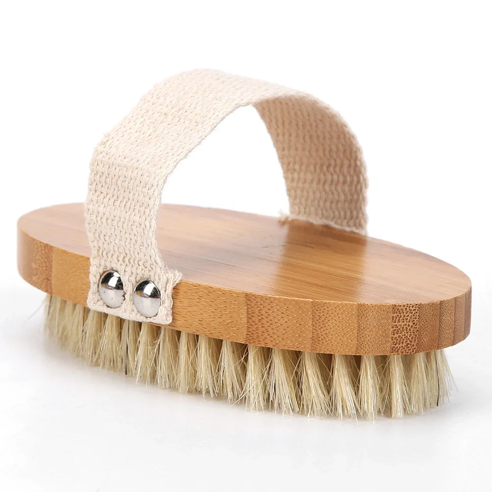 Natural Bristle Bath Brush Exfoliating Wooden Body Massage Shower Brush SPA Woman Man Skin Care Dry Body Brush