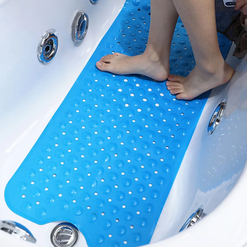 Non-Slip Bath Tub Shower Mat with Suction Cups,Machine Washable Bathroom Mats with Drain, Extra Large Bathtub Mat, 100x40cm