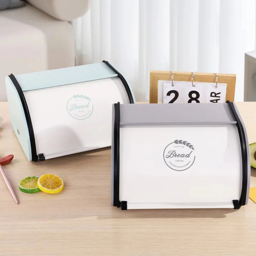 Eco-friendly Kitchen Counter Farmhouse Bread Box Crate with Roll Up Lid Bread Storage Container Bread Holder Keeper Bin