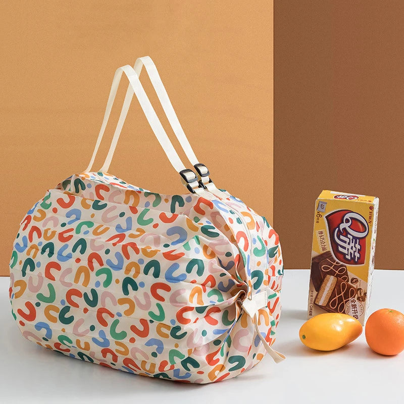 Foldable Shopping Bag Eco-friendly Portable Large Capacity Handbag Travel Storage Bag Oversized Reusable Grocery Shopping Bag