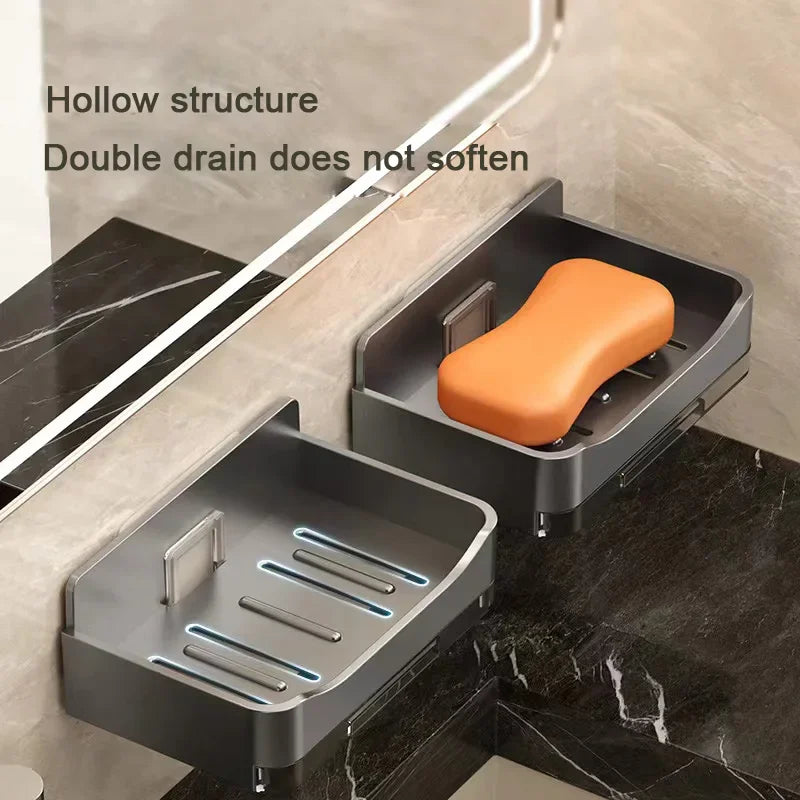 Bathroom Soap Dish Wall Mounted Sponge Holder Bathroom Organizer Double drainage Soap Dish Bathroom Accessories
