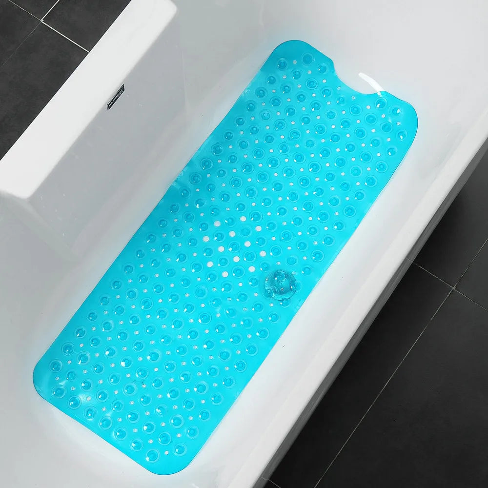 Non-Slip Bath Tub Shower Mat with Suction Cups,Machine Washable Bathroom Mats with Drain, Extra Large Bathtub Mat, 100x40cm