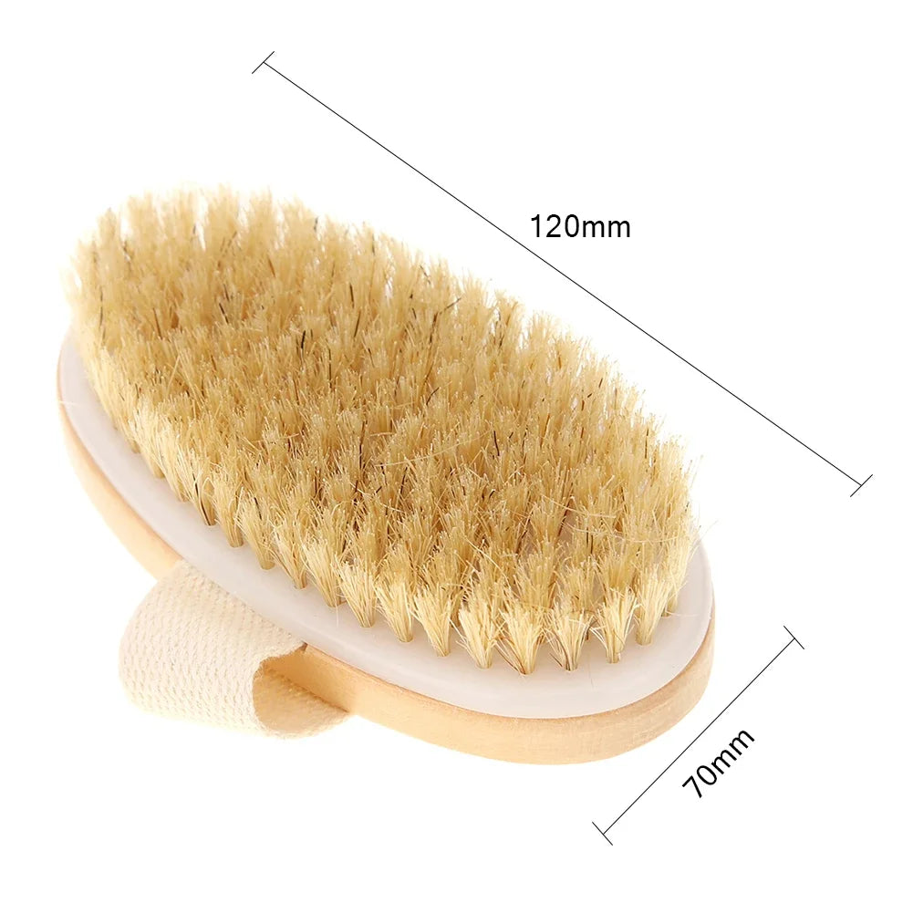 Natural Bristle Bath Brush Exfoliating Wooden Body Massage Shower Brush SPA Woman Man Skin Care Dry Body Brush