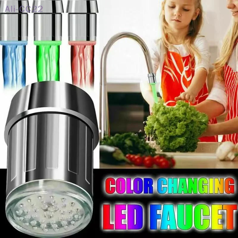 Eco-friendly Sensor Faucet with 3-Color LED Display Indicator, Water-Saving Tap Nozzle Aerator for Kitchen and Bathrooms