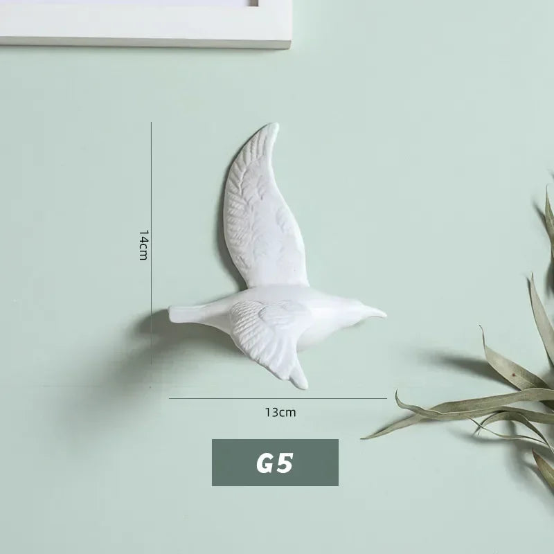 Eco-friendly Ceramics Birds 3d Wall Sticker Living Room Animal Figurine Murals Wall Background Decorative Home Decor Birds Cute