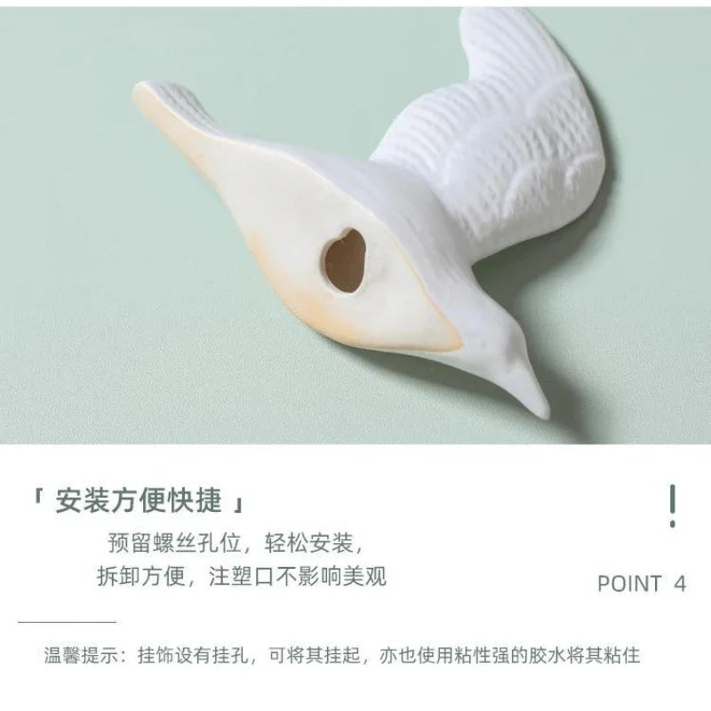 Eco-friendly Ceramics Birds 3d Wall Sticker Living Room Animal Figurine Murals Wall Background Decorative Home Decor Birds Cute