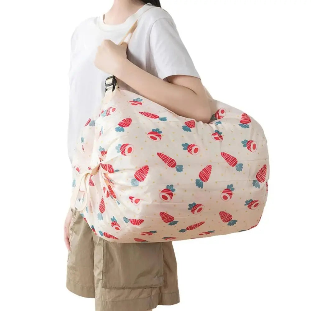 Eco-friendly Creative Folding Shopping Bag Portable Reusable Beach Bag Lightweight Waterproof Travel Shoulder Handbag Yoga
