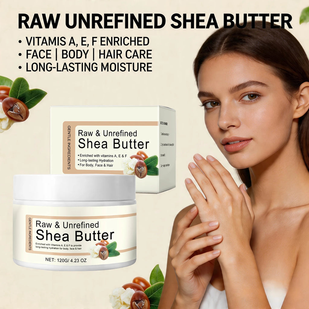 Shea Butter Moisturizing Cream Multi Use Balm for Dry Skin and Hair Restore Shine Increase Skin Elasticity Body Face & Hair Care