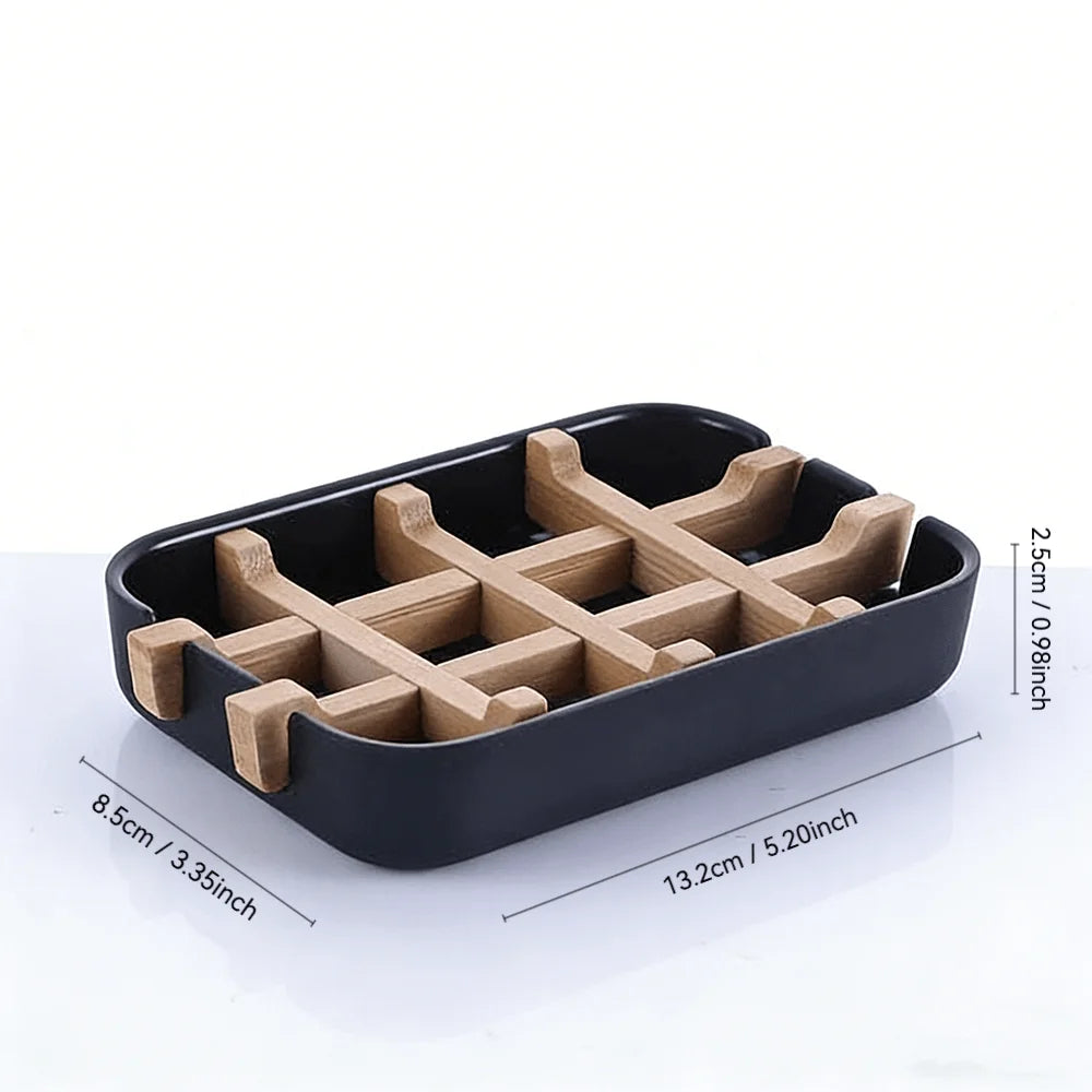 Bamboo Drainage Soap Dish, Eco-Friendly Soap Holder Saver, Durable Portable Soap Box, Bathroom Accessory Home Organizer