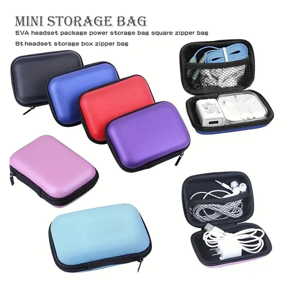 Portable EVA Storage Bag Charging Case for Earphone Package Zipper Bag Travel Phone Charger Cable Organizer Electronics Storage
