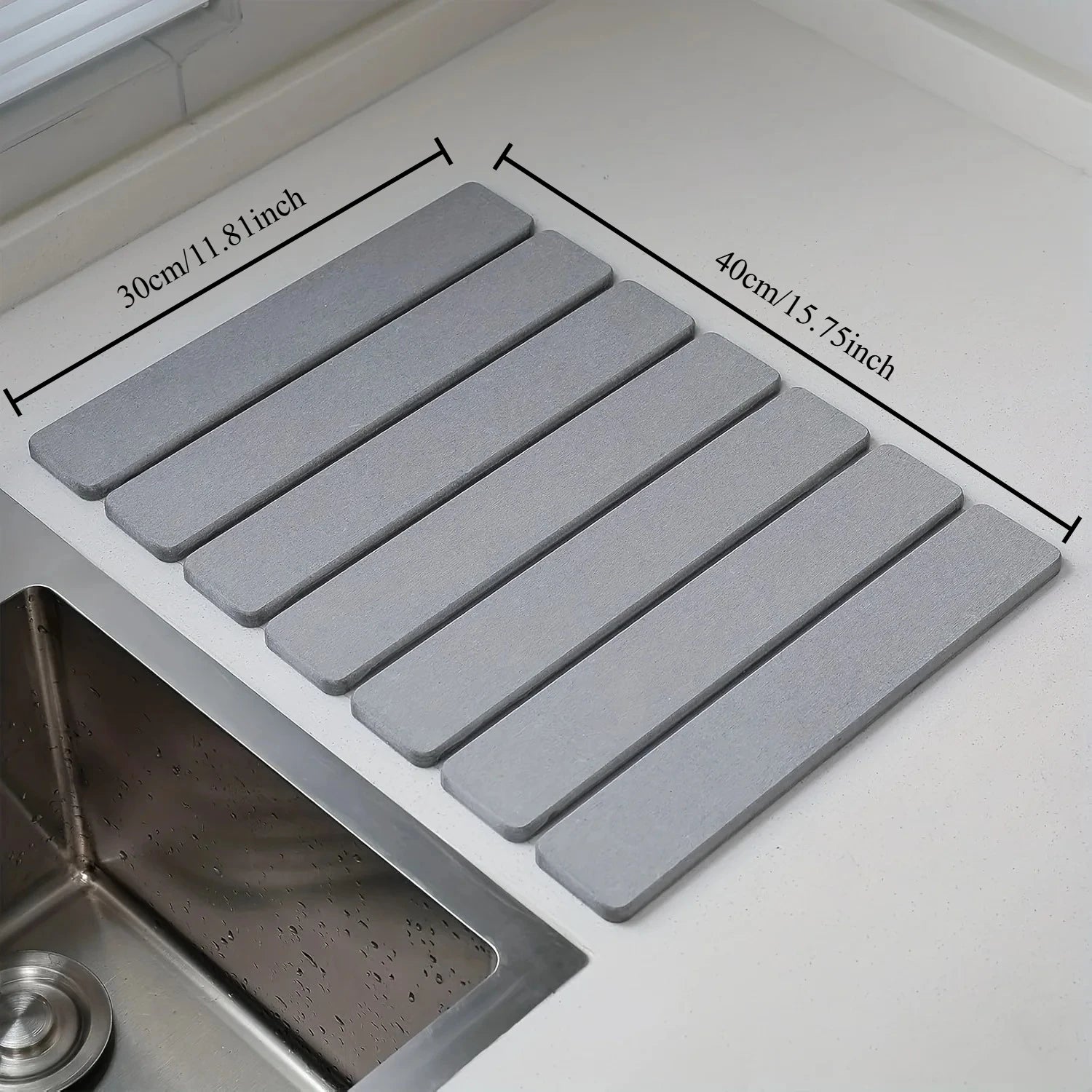 Quick Drying Mat for Kitchen,Dish Drying Mat, Stone Bath Mats for Bathroom, Foldable Diatomaceous Bath Mat, Non-Slip Shower Mat