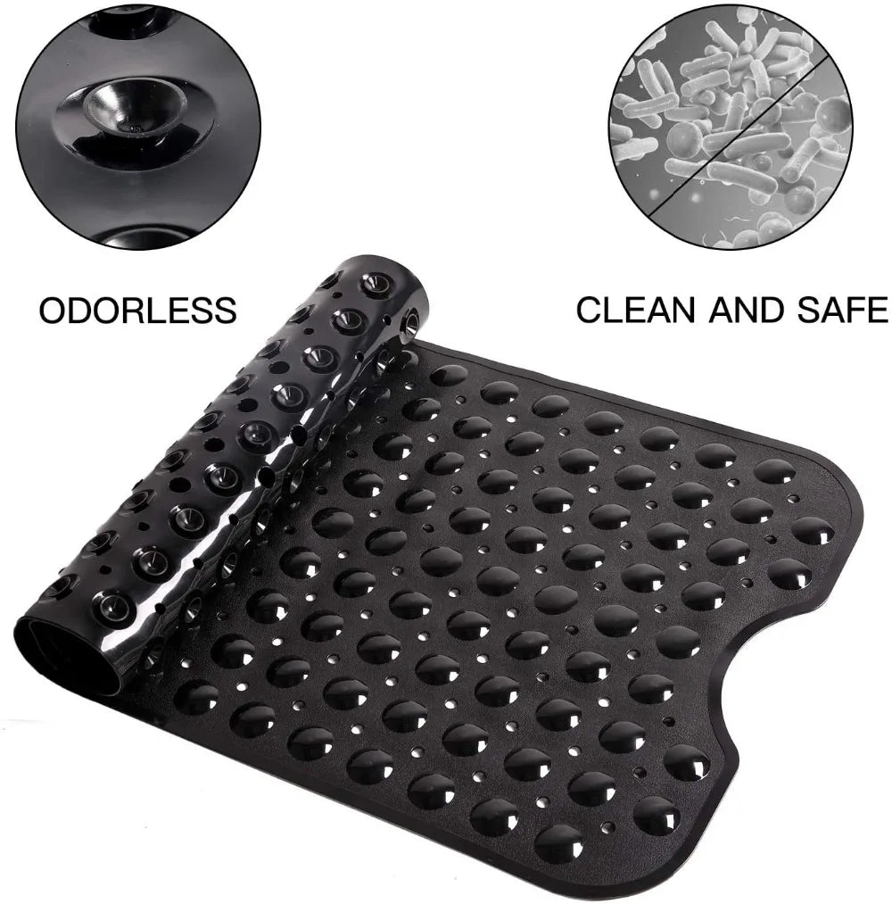 Non-Slip Bath Tub Shower Mat with Suction Cups,Machine Washable Bathroom Mats with Drain, Extra Large Bathtub Mat, 100x40cm