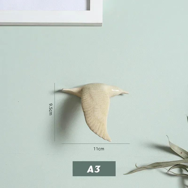 Eco-friendly Ceramics Birds 3d Wall Sticker Living Room Animal Figurine Murals Wall Background Decorative Home Decor Birds Cute