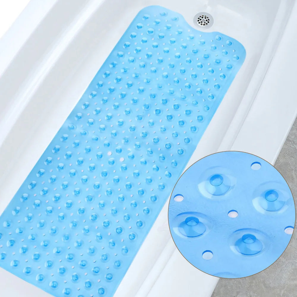 Non-Slip Bath Tub Shower Mat with Suction Cups,Machine Washable Bathroom Mats with Drain, Extra Large Bathtub Mat, 100x40cm