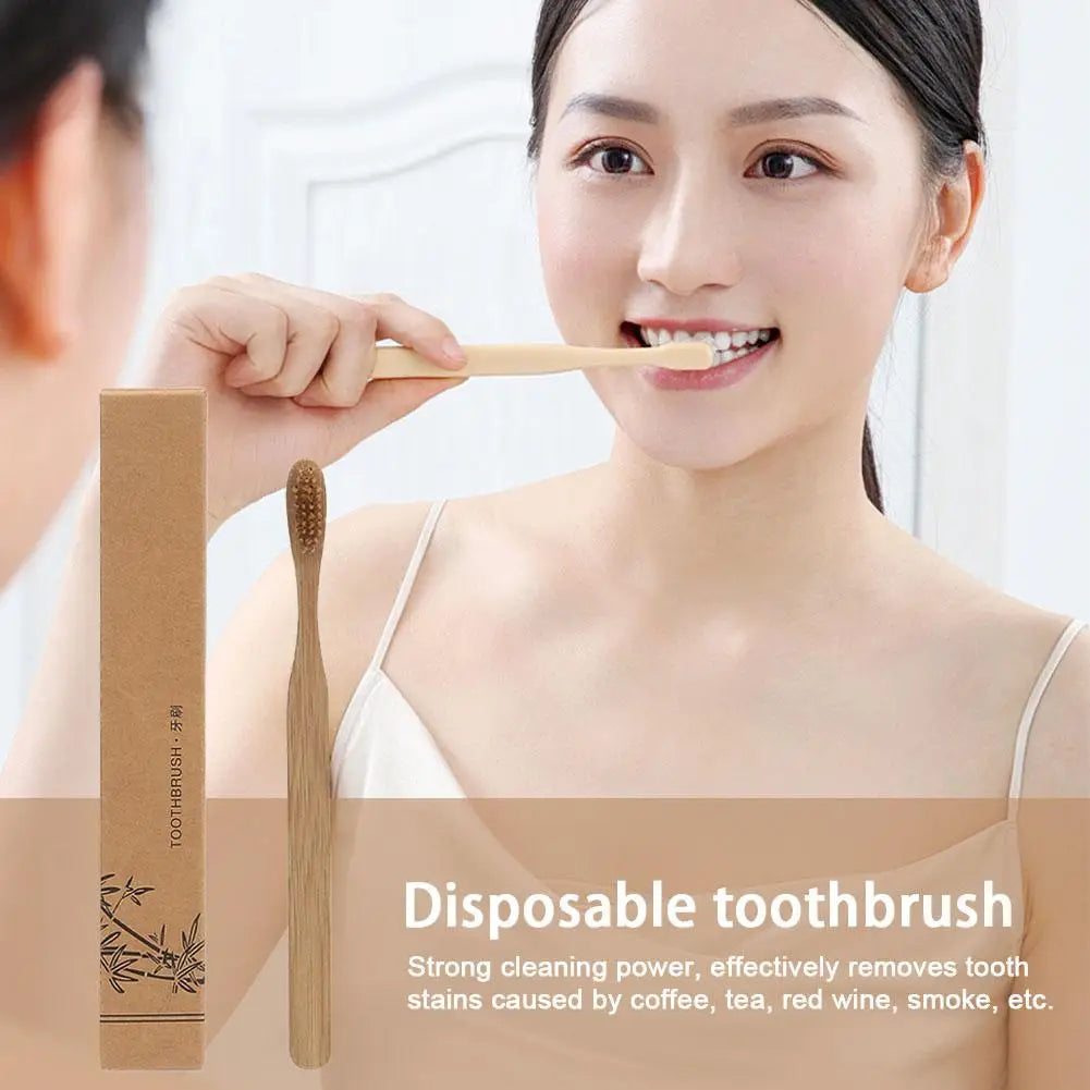 Eco Bamboo Toothbrush - Soft Bristle Charcoal Infused, Sustainable Dental Care for Adults