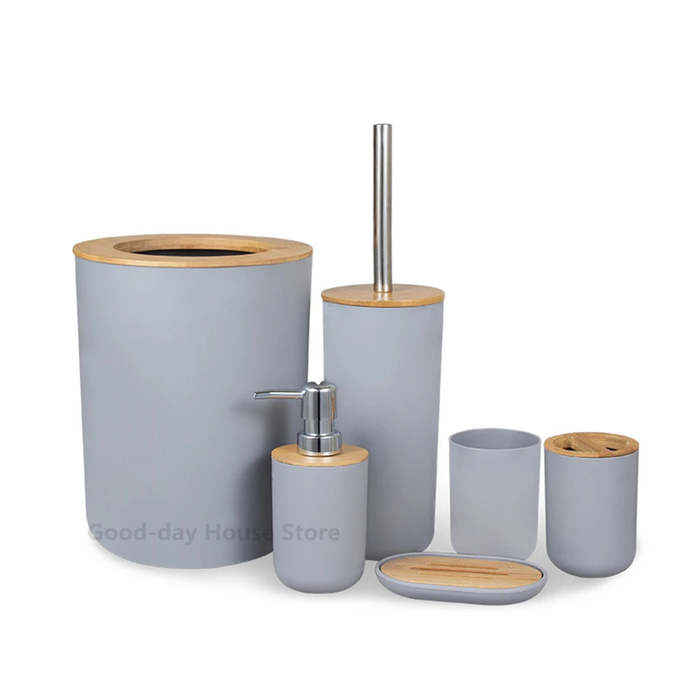 1pc Bathroom Accessories Soap Dispenser Bottle Dish Washroom Garbage Can Toothbrush Holder Cup Suit Lotion Rack Toilet Brush