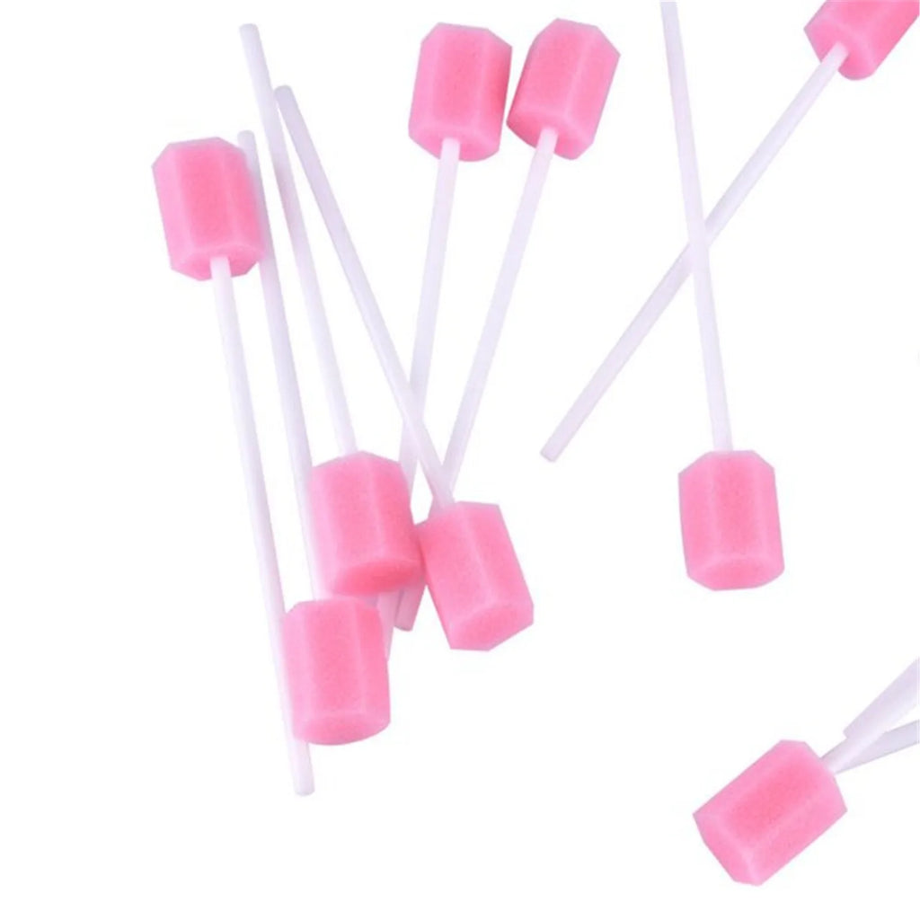100pcs Disposable Oral Care Sponge Swab Tooth Cleaning Mouth Swabs With Stick Sponge Head Cleaning Cleaner Swab Sponges Swab