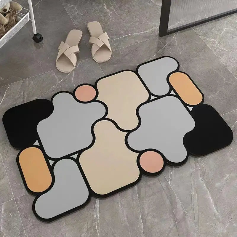Special-shaped Bathroom Diatom Mud Floor Mat Household Absorbent Mat Bathtub Side Anti-slip Mat Toilet Door Mat Entrance Mat