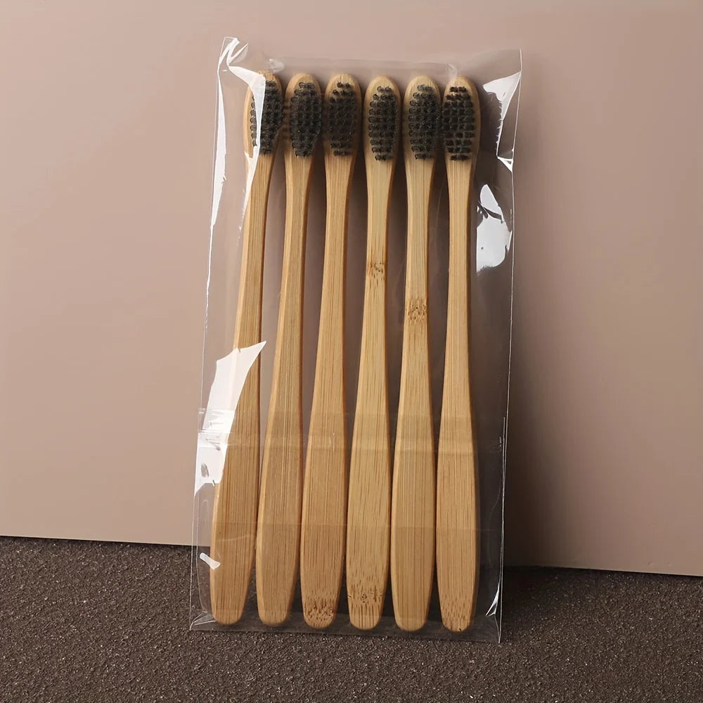 6pcs Bamboo Toothbrush Eco-Friendly Wooden Toothbrushes with Soft Bristles for Sensitive Teeth Gums Deep Cleaning Oral Care