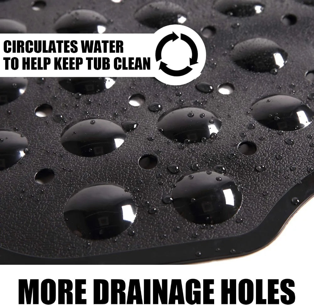 Non-Slip Bath Tub Shower Mat with Suction Cups,Machine Washable Bathroom Mats with Drain, Extra Large Bathtub Mat, 100x40cm
