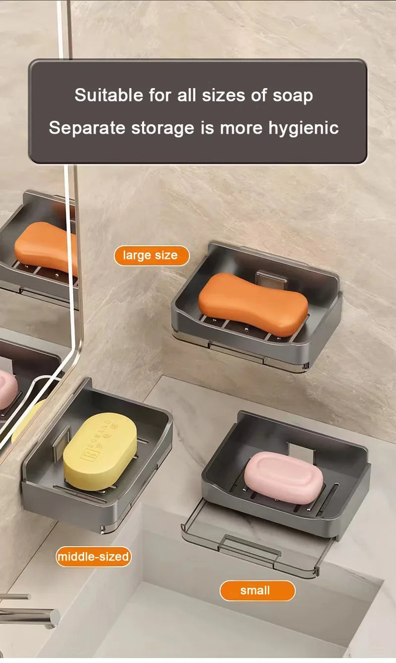 Bathroom Soap Dish Wall Mounted Sponge Holder Bathroom Organizer Double drainage Soap Dish Bathroom Accessories