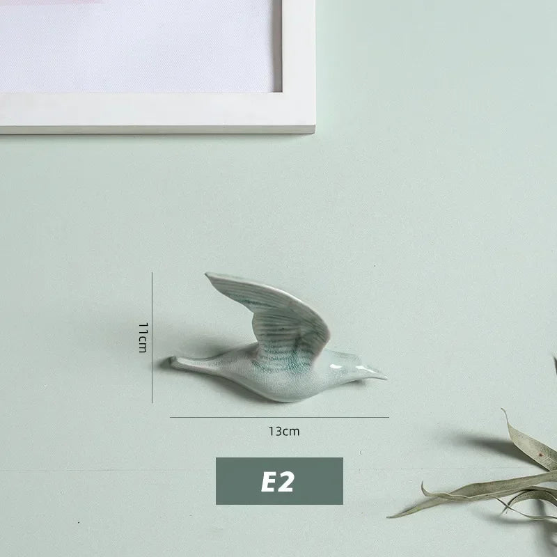 Eco-friendly Ceramics Birds 3d Wall Sticker Living Room Animal Figurine Murals Wall Background Decorative Home Decor Birds Cute