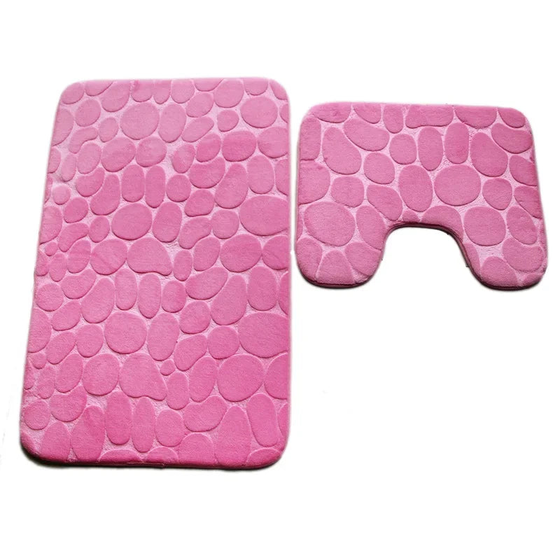 2pcs/set Funnel Cobblestone Bath Bathroom Anti-slip Carpet Mat Toilet Rug New bathroom mat set