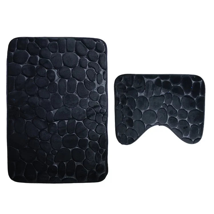 2pcs/set Funnel Cobblestone Bath Bathroom Anti-slip Carpet Mat Toilet Rug New bathroom mat set