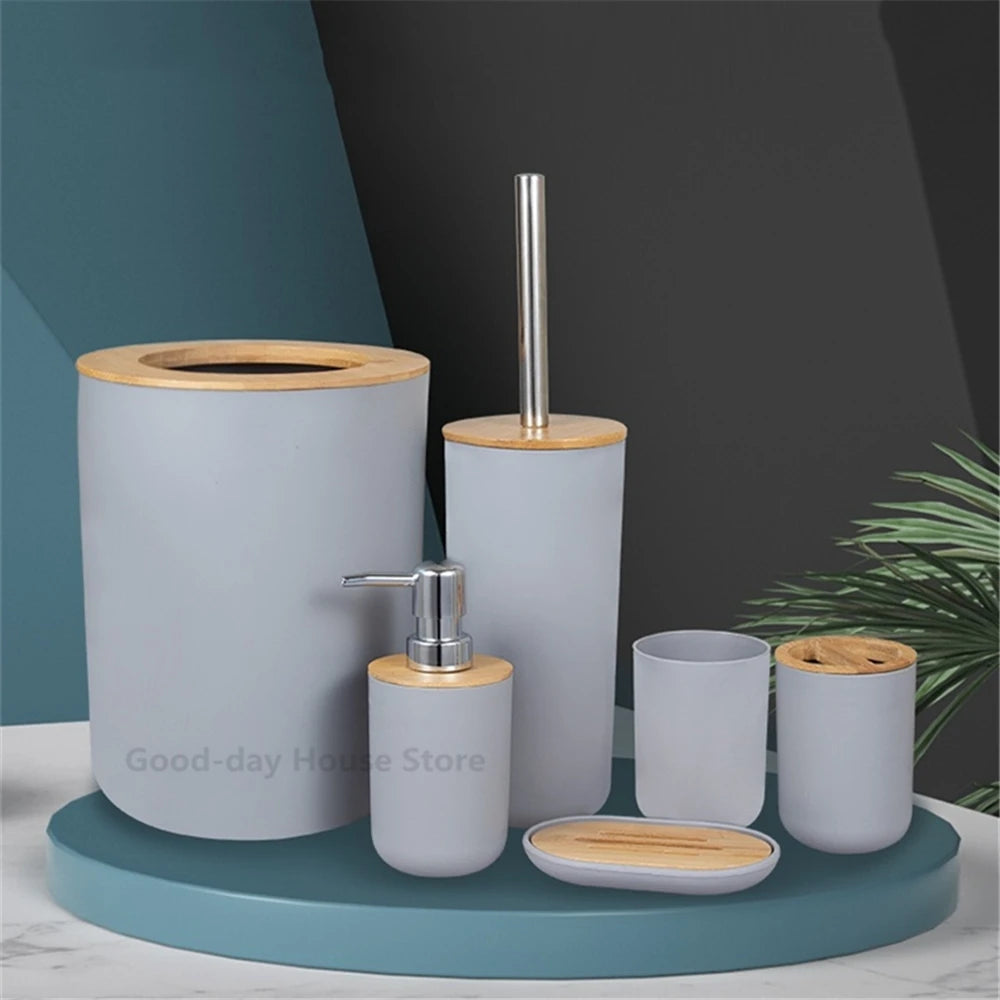 1pc Bathroom Accessories Soap Dispenser Bottle Dish Washroom Garbage Can Toothbrush Holder Cup Suit Lotion Rack Toilet Brush