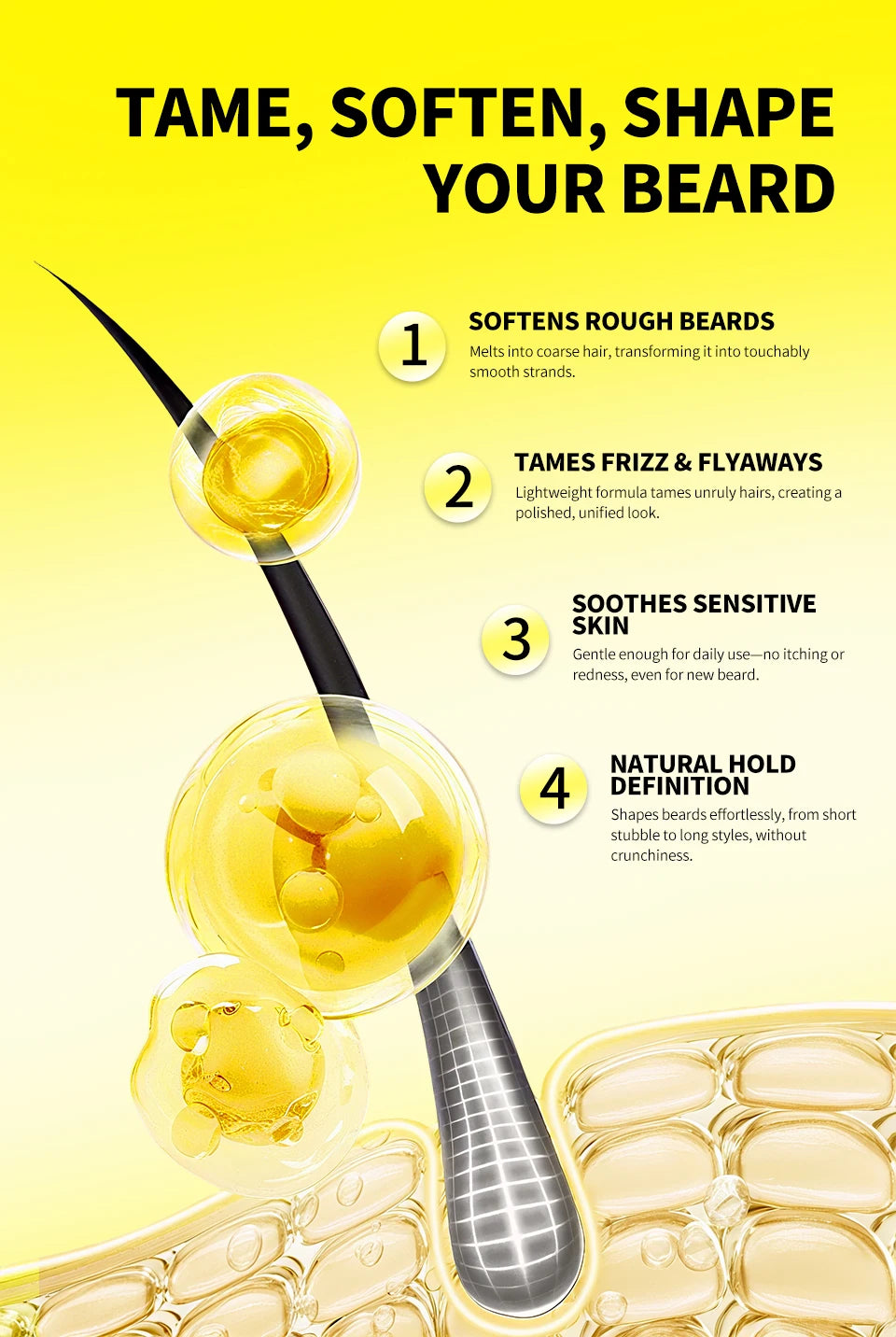 Beard Balm Wax Natural Men's Beard Care Cream Moisturizing Grooming Cream Beard Care Balm Oil Beard Styling Mustache Skin Care